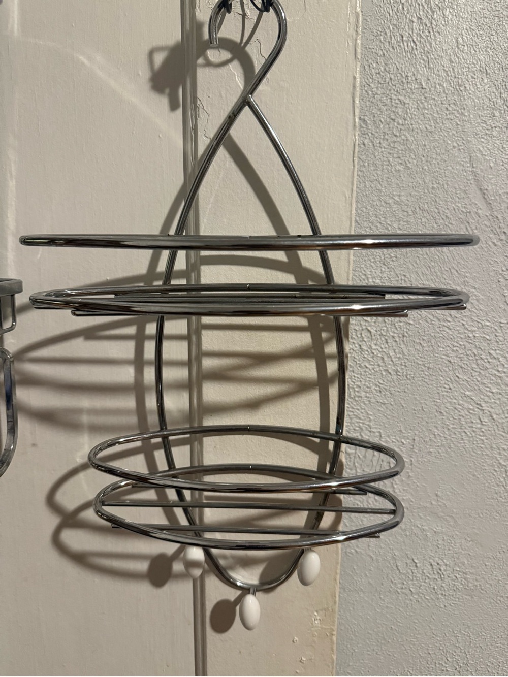 Chrome Multi-Ring Wall Hanging Organizer - White Accents